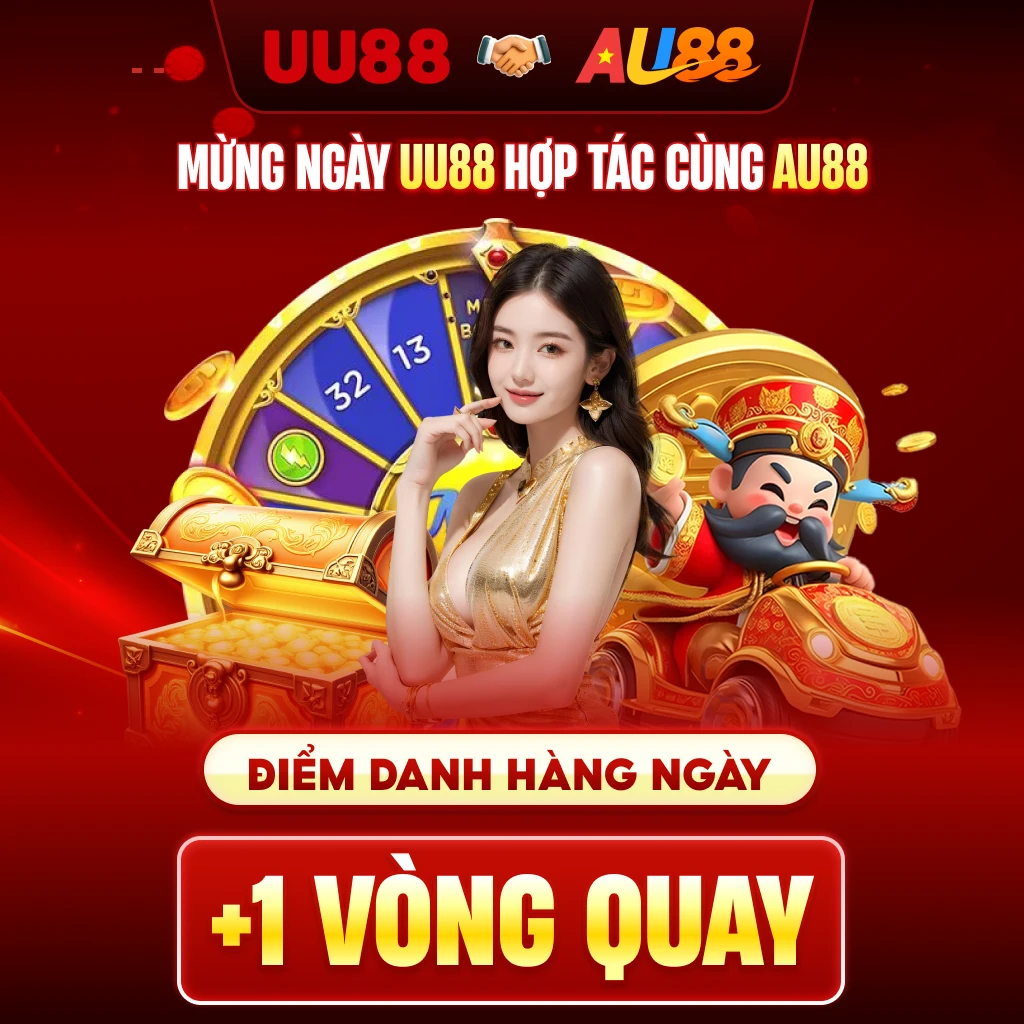 Banner mobi Mừng Ngày UU88 Hợp Tác Cùng AU88 - Điểm Danh Hàng Ngày Cộng 1 Vòng Quay